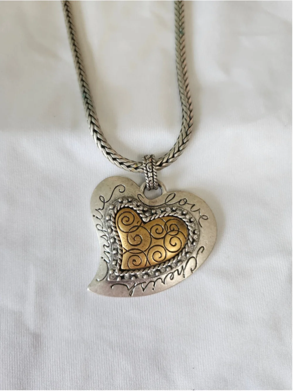 Women's Chico's Silver and Gold Tone Heart Pendant Necklace One Size